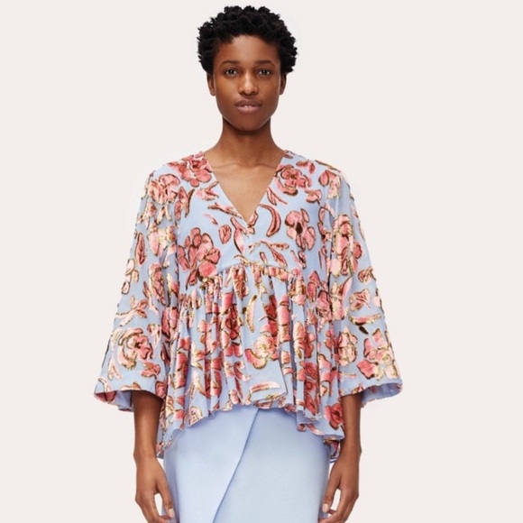 Stine Goya Palmer Blouse Rosemary Banana Leaf Metallic Blouse - Picture 1 of 14